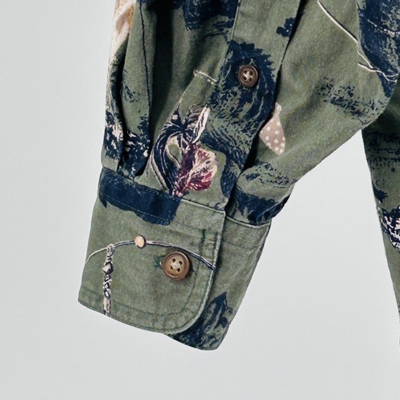 North River Outfitters Green Fish Trout Cotton Long Sleeve Button Down Size M - Picture 7 of 8